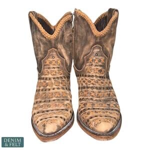 Liberty Black Vintage Canela Studded Leather Boots Brown Distressed Booties